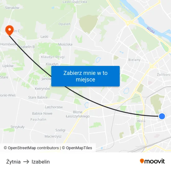 Żytnia to Izabelin map