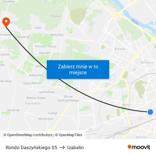 Rondo Daszyńskiego to Izabelin map