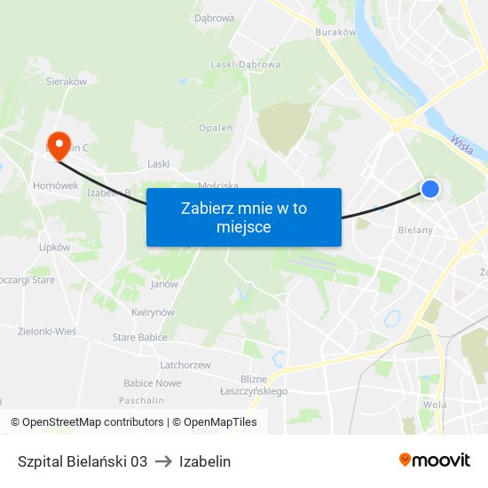 Szpital Bielański 03 to Izabelin map