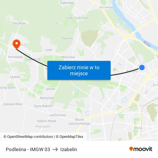 Podleśna - IMGW 03 to Izabelin map