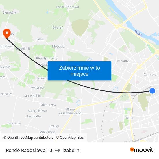 Rondo Radosława 10 to Izabelin map