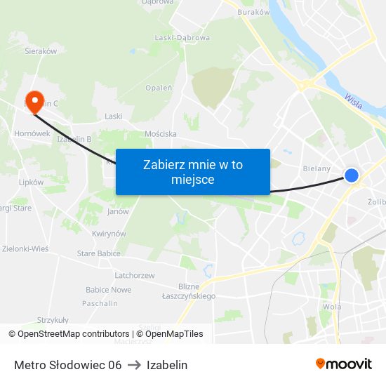 Metro Słodowiec 06 to Izabelin map