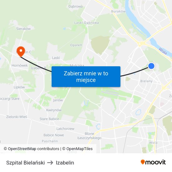 Szpital Bielański 04 to Izabelin map