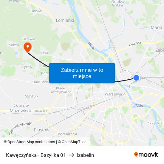 Kawęczyńska - Bazylika 01 to Izabelin map