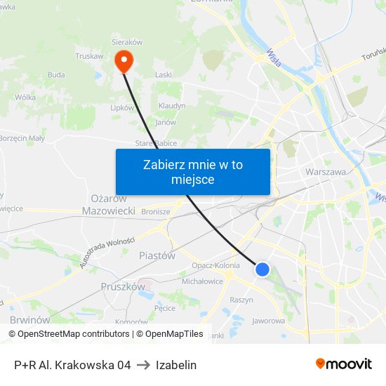 P+R Al. Krakowska 04 to Izabelin map