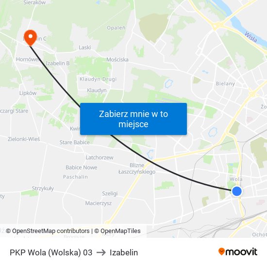 PKP Wola (Wolska) 03 to Izabelin map