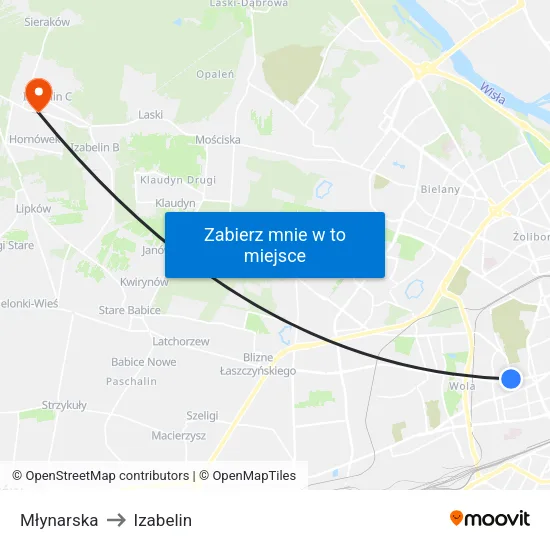 Młynarska to Izabelin map