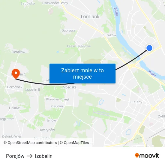 Porajów to Izabelin map