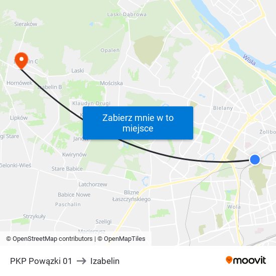 PKP Powązki 01 to Izabelin map