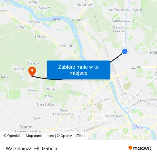 Warzelnicza to Izabelin map