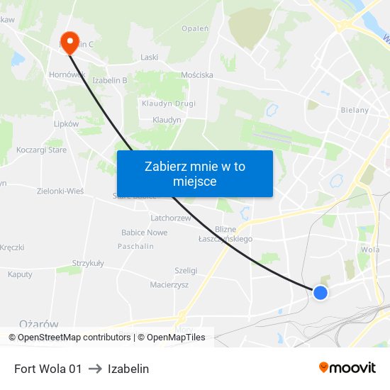Fort Wola 01 to Izabelin map