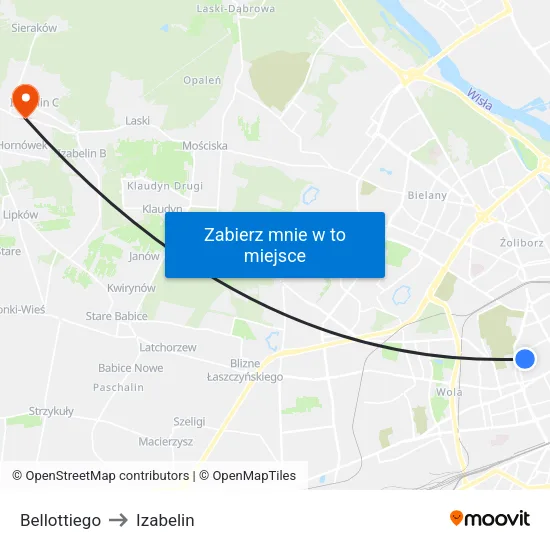Bellottiego to Izabelin map