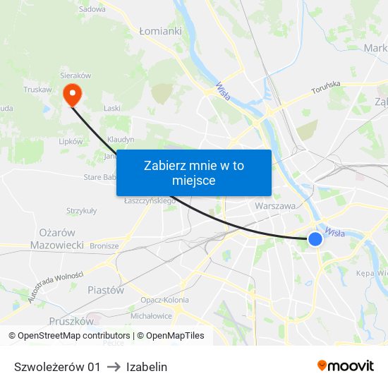 Szwoleżerów 01 to Izabelin map