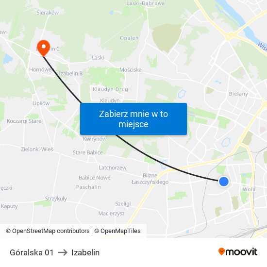 Góralska 01 to Izabelin map