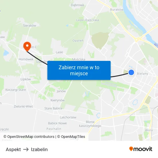 Aspekt to Izabelin map