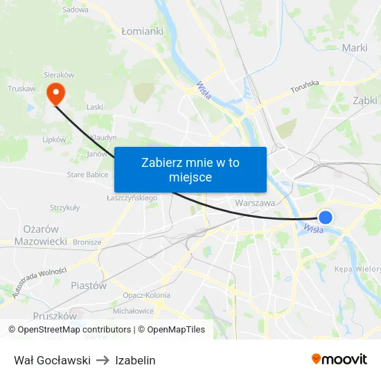 Wał Gocławski to Izabelin map