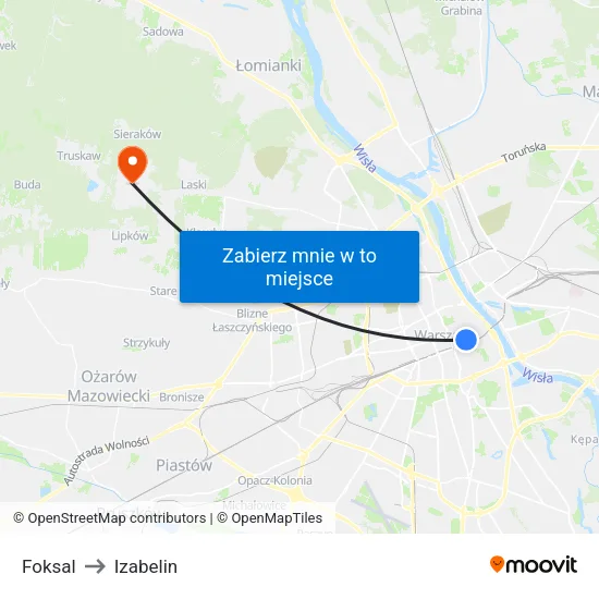 Foksal to Izabelin map