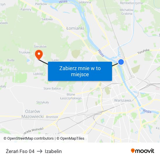 Żerań Fso 04 to Izabelin map