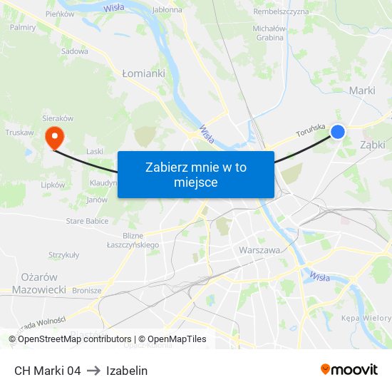 CH Marki to Izabelin map