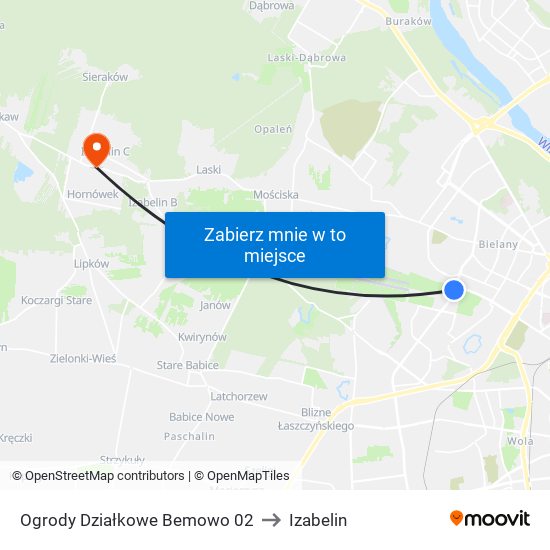 Ogrody Działkowe Bemowo 02 to Izabelin map