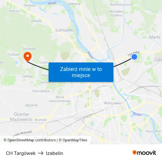 CH Targówek to Izabelin map