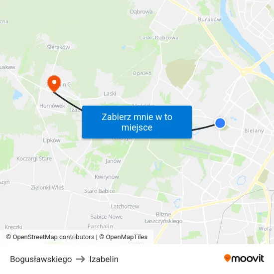 Bogusławskiego to Izabelin map