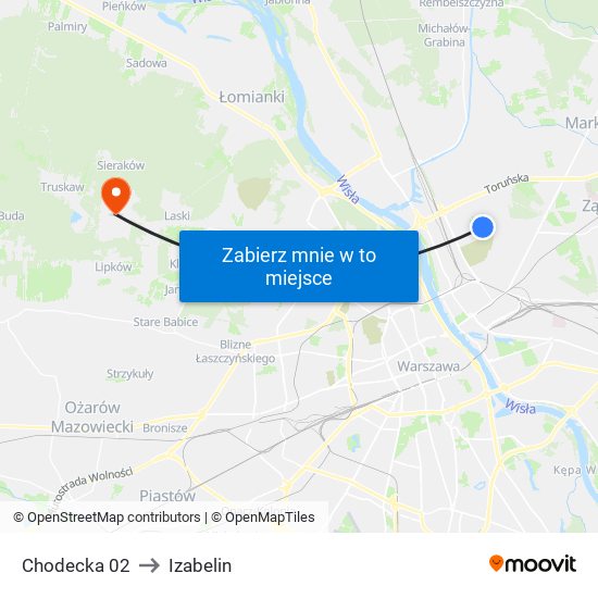 Chodecka to Izabelin map