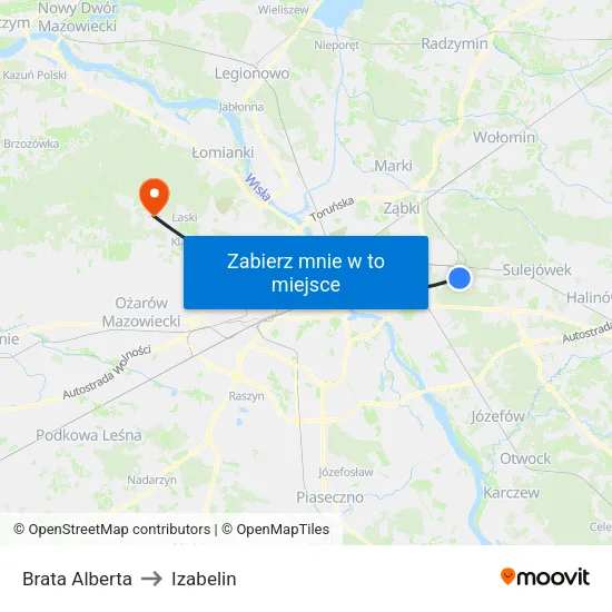 Brata Alberta to Izabelin map