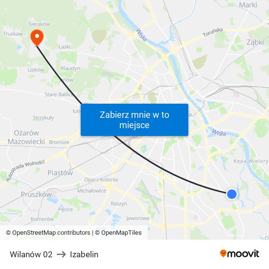 Wilanów 02 to Izabelin map