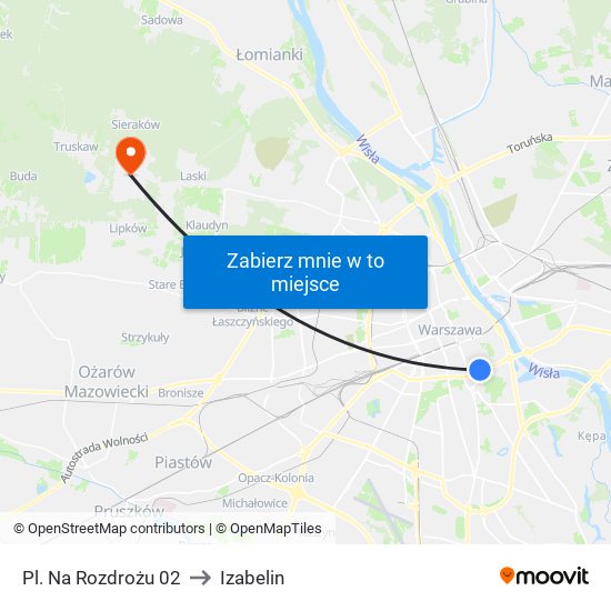 Pl. Na Rozdrożu 02 to Izabelin map