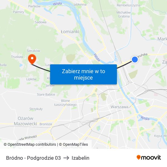 Bródno - Podgrodzie 03 to Izabelin map