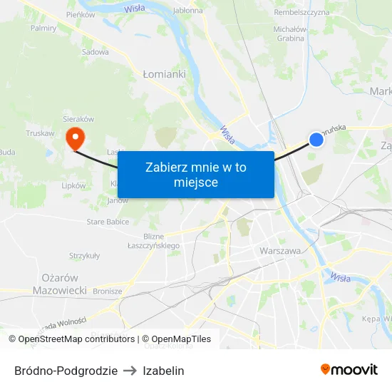 Bródno - Podgrodzie to Izabelin map