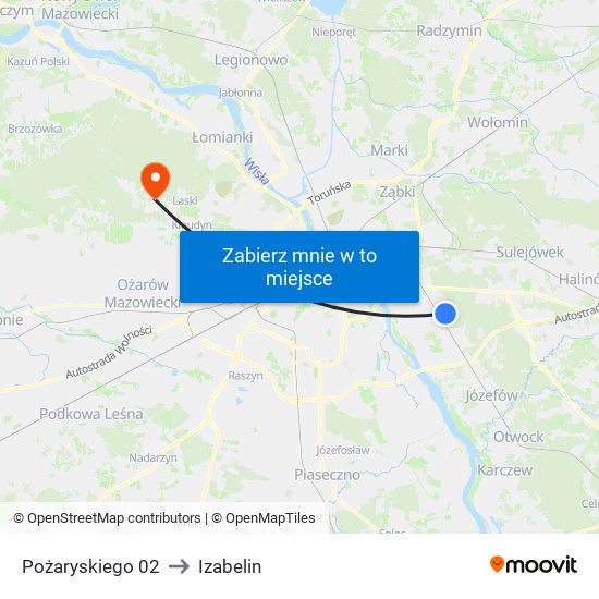 Pożaryskiego 02 to Izabelin map