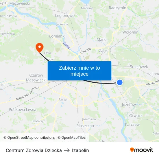 Centrum Zdrowia Dziecka to Izabelin map