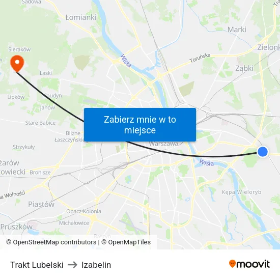 Trakt Lubelski to Izabelin map