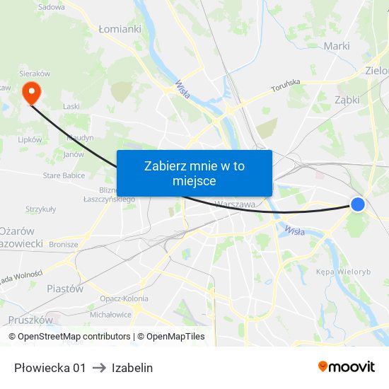 Płowiecka 01 to Izabelin map