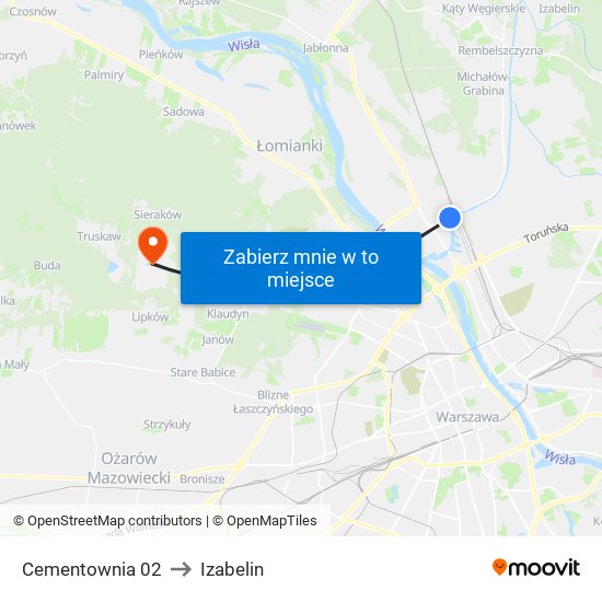 Cementownia 02 to Izabelin map