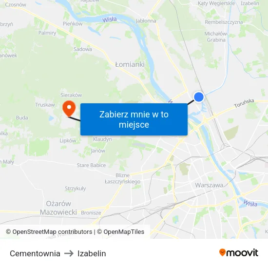 Cementownia to Izabelin map
