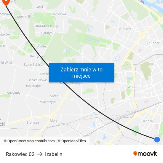 Rakowiec 02 to Izabelin map