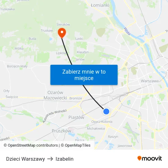 Dzieci Warszawy to Izabelin map