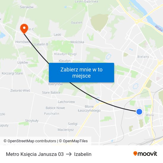 Metro Księcia Janusza 03 to Izabelin map