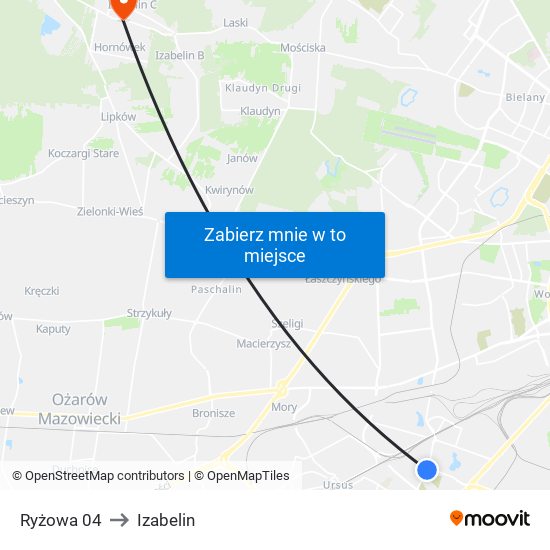 Ryżowa 04 to Izabelin map
