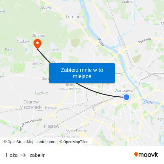 Hoża to Izabelin map