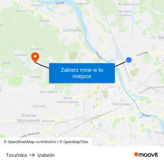 Toruńska to Izabelin map