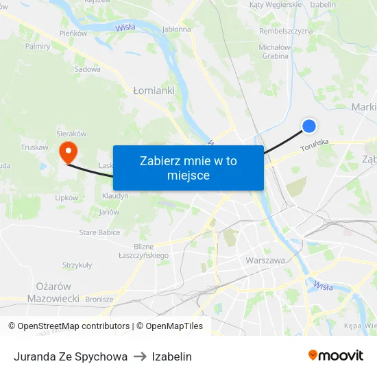Juranda Ze Spychowa to Izabelin map