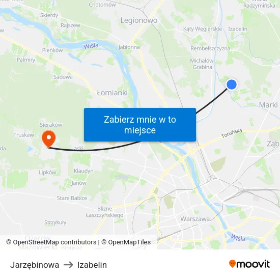 Jarzębinowa to Izabelin map