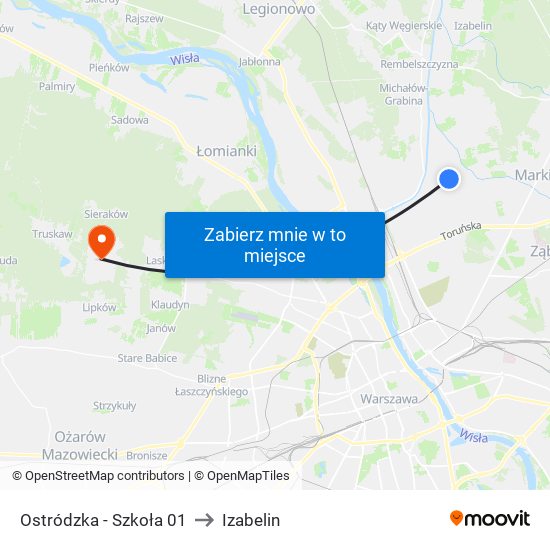 Ostródzka - Szkoła 01 to Izabelin map