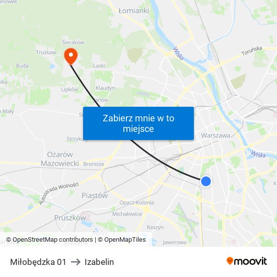 Miłobędzka 01 to Izabelin map