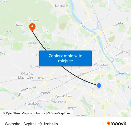 Wołoska - Szpital to Izabelin map