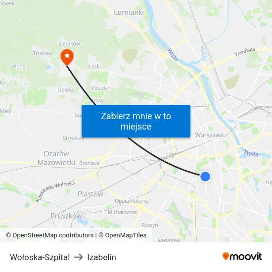 Wołoska - Szpital to Izabelin map